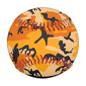 オレンジ色の迷彩自分の名前をパーソナライズ 野球ボール (裏面)