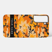 オレンジ色の迷彩自分の名前をパーソナライズ SAMSUNG GALAXYケース (裏面横)