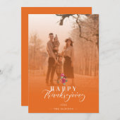 オレンジ色の透明感謝祭ファミリーフォト シーズンカード (正面/裏面)