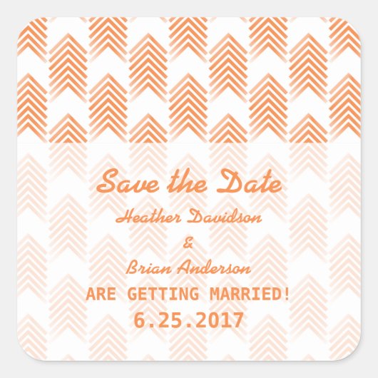 オレンジ色の部族の矢印が日付のシールを保存 スクエアシール (正面)