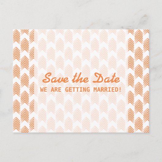 オレンジ色の部族矢印の日付はがきを保存 案内ポストカード (正面)