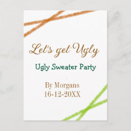 オレンジ色の醜いクリスマスセーターを着てパーティーを楽しもう Let's get ugly ポストカード