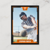 オレンジ色の野球トレーディングカード – プレーヤープロフィール コーリングカード (正面)