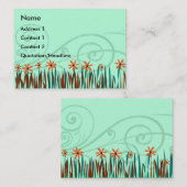 オレンジ色の野生の花と青い草 名刺 (正面/裏面)