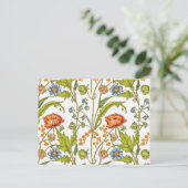 オレンジ色の野生の花ブルー&白の花新しいアドレス ポストカード (スタンド正面)