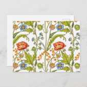 オレンジ色の野生の花ブルー&白の花新しいアドレス ポストカード (正面/裏面)
