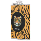オレンジ色の野生の虎の顔の虎の皮の模様 フラスク (左)