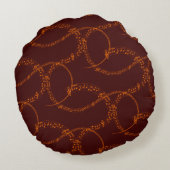 オレンジ色の金ゴールドのBurgundy Music Note Pattern ラウンドクッション (裏面)