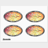 オレンジ色の金ゴールドグリッター製品ラベルダイヤモンドシルバー 楕円形シール (シート)