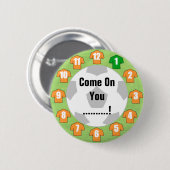 オレンジ色の金ゴールドシャツ付きサッカーチームバッジ 缶バッジ (正面&裏面)