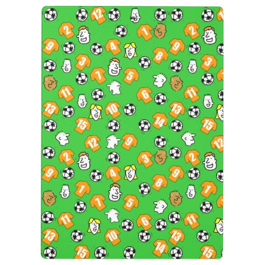 オレンジ色の金ゴールドシャツ付きサッカーテーマ クリップボード (裏面)