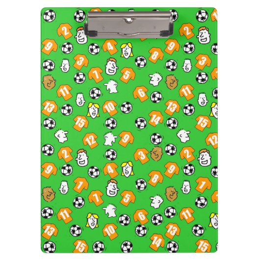 オレンジ色の金ゴールドシャツ付きサッカーテーマ クリップボード (正面)