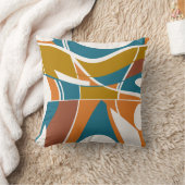 オレンジ色の金ゴールド錆のターコイズが白い渦巻きモチーフ クッション (ブランケット)