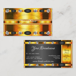 オレンジ色の金色と黒とダイヤモンドを目で引く 名刺
