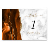 オレンジ色の金色アゲート大理石の結婚式 テーブルナンバー (裏面)