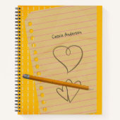 オレンジ色の鉛筆と落書きノートブック ノートブック (正面)