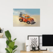 オレンジ色の錆びたレッカー車の水彩画 ポスター (ホームオフィス)