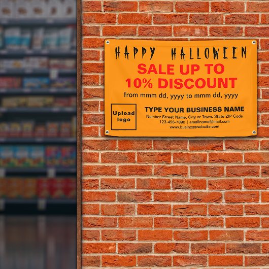 オレンジ色の長方形のビジネス向けハロウィーン販売 横断幕
