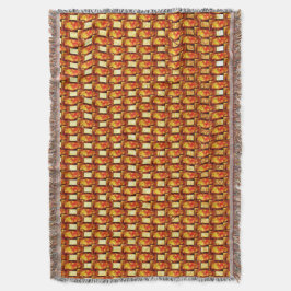 オレンジ色の長方形の彫刻と染色プレート スローブランケット