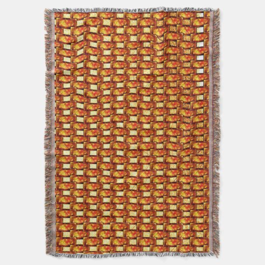 オレンジ色の長方形の彫刻と染色プレート スローブランケット (正面縦)