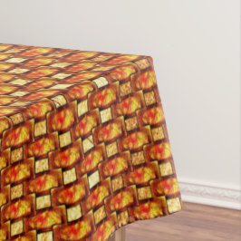オレンジ色の長方形の彫刻と染色プレート テーブルクロス