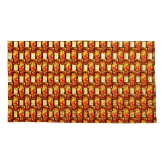 オレンジ色の長方形の彫刻と染色プレート 枕カバー (裏面-左)