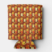 オレンジ色の長方形の彫刻と染色プレート 缶クーラー (裏面)