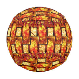 オレンジ色の長方形の彫刻と染色プレート 野球ボール