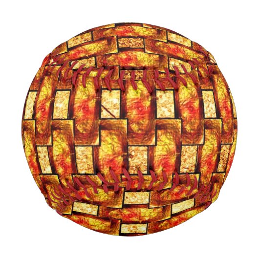 オレンジ色の長方形の彫刻と染色プレート 野球ボール (裏面)