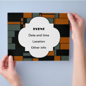 オレンジ色の長方形（緑） チラシ (手)