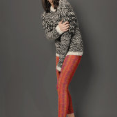 オレンジ色の陰影の背景のフラワーパターン レギンス