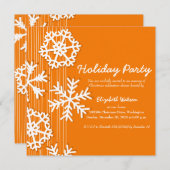 オレンジ色の雪の結晶への招待 招待状 (正面/裏面)