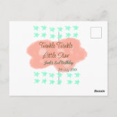 オレンジ色の雲がきらきらと小さな星の緑 ポストカード (裏面)