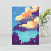 オレンジ色の雲に小さな飛行機 招待状 (スタンド正面)