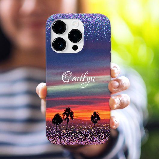 オレンジ色の雲の夕日のグラデーション紙吹雪ドット名 Case-Mate iPhoneケース
