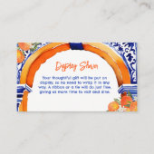 オレンジ色の青いアズレジョタラベラタイルがシャワーを表示 エンクロージャーカード (正面)