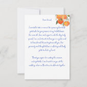 オレンジ色の青いアズレホタレラタイルの結婚前お祝いパーティー サンキューカード (裏面)