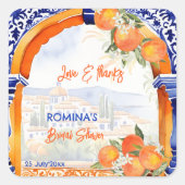 オレンジ色の青いアズレホ スペインの結婚前お祝い品 スクエアシール (正面)