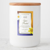 オレンジ色の青いグリッター白い製品ラベル(ロゴ付き) フードラベル (正面)