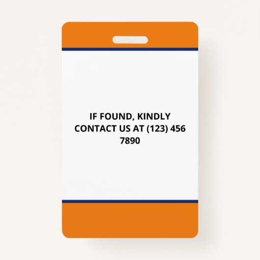 オレンジ色の青い写真とロゴプレスID バッジ (裏面)