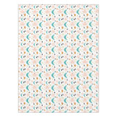 オレンジ色の青い原子ブーメランミッドセンチュリーパターン テーブルクロス (正面)