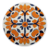 オレンジ色の青い幾何学的クロス地中海の抽象芸術 セラミックノブ (正面)