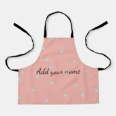 オレンジ色の青い水玉模様抽象芸術の名前文字の追加 エプロン (正面)