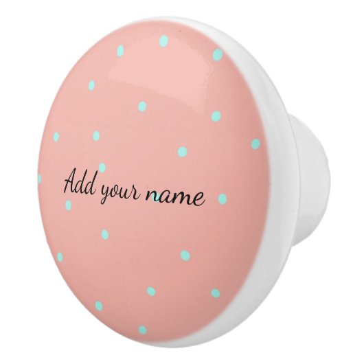 オレンジ色の青い水玉模様抽象芸術の名前文字の追加 セラミックノブ (右)