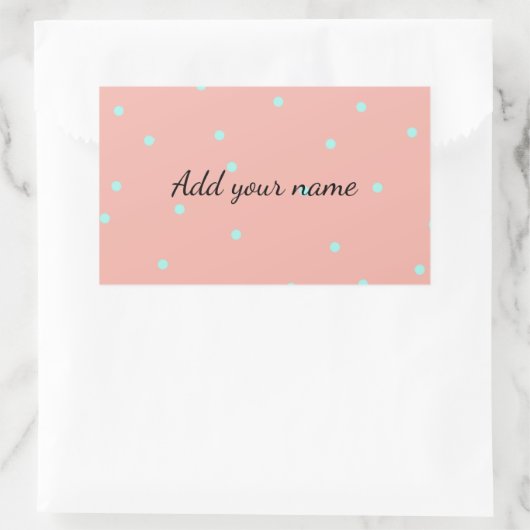 オレンジ色の青い水玉模様抽象芸術の名前文字の追加 長方形シール (バッグ)