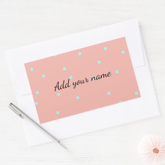 オレンジ色の青い水玉模様抽象芸術の名前文字の追加 長方形シール (封筒)