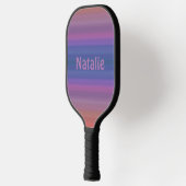 オレンジ色の青い紫ストライプの模様(名前あり) ピックルボールラケット (左)