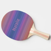 オレンジ色の青い紫ストライプの模様(名前あり) 卓球ラケット (横)