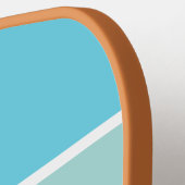 オレンジ色の青い緑の色のブロックストライプの名前 ピックルボールラケット (左詳細)