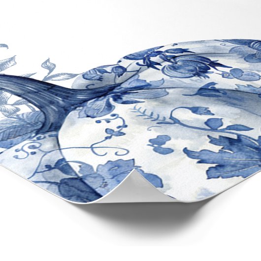 オレンジ色の青い陳腐なカボチャの赤ちゃんシャワー ポスター (角)